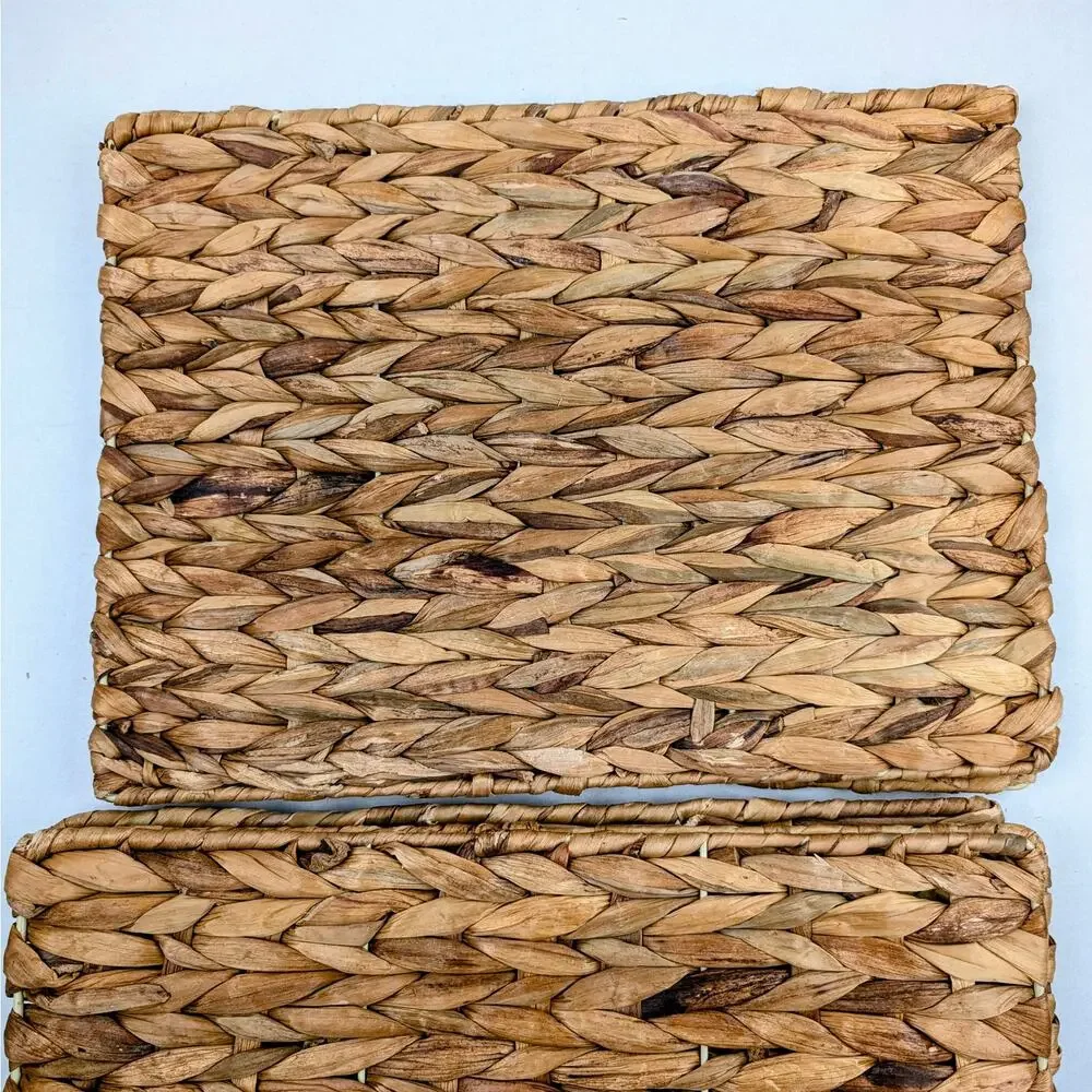 Set of 6 Natural Woven Fiber Rectangular Placemats Rustic Boho Table Mats